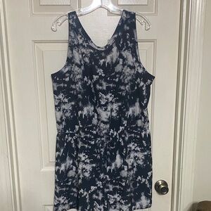 Xersion Black and White Tie-Dye Romper